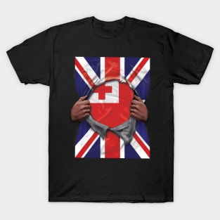 Tonga Flag Great Britain Flag Ripped - Gift for Togan From Tonga T-Shirt